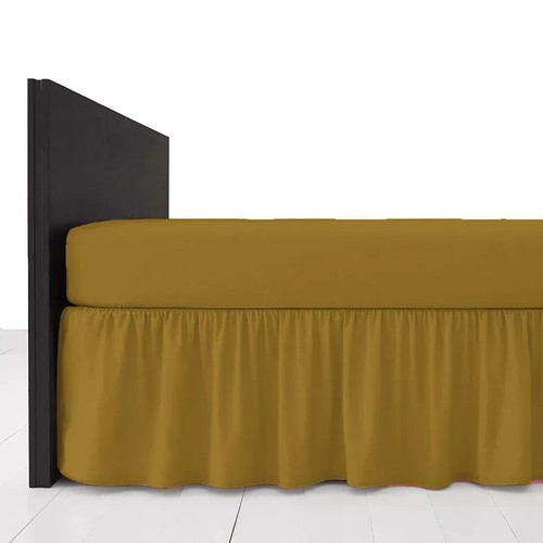 Sábana bajera base lisa ajustada falda de cama de poli algodón individual doble super king - Imagen 16 de 46