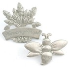 Longaberger pewter lot of 2 pins Bumblebee and Horizon of Hope Flowers brooch