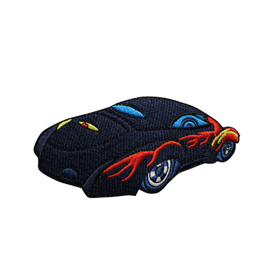 Racing Car 139-U Blue Hot Rod /& Flames Embroidered Iron On Patch