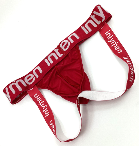 INTYMEN Ropa Interior Jockstrap PEQUEÑA Roja con Logo Blanco En Correas/Cintura - Imagen 2 de 5