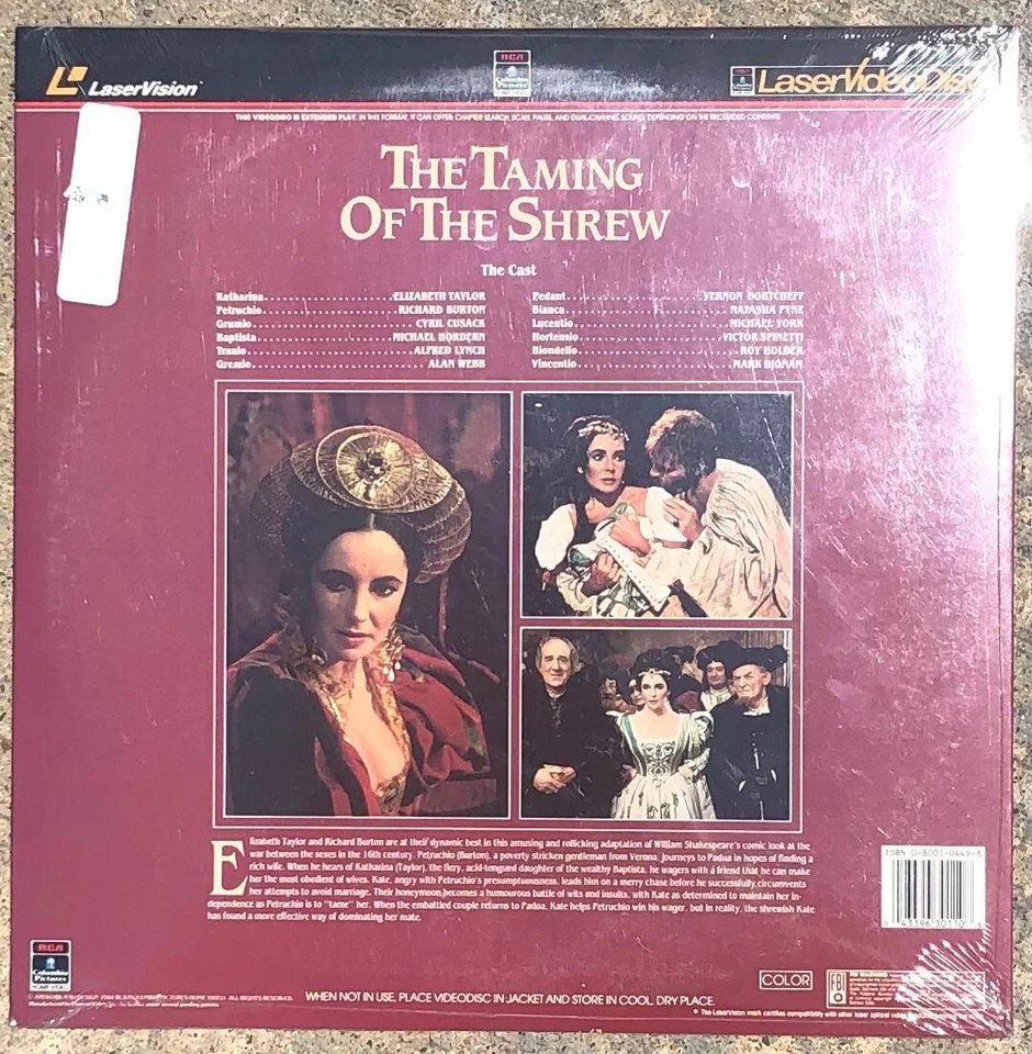 New TAMING OF THE SHREW LASERDISC 1967 Elizabeth Taylor P&S Movie SEALED LD ! - Image 2 of 3