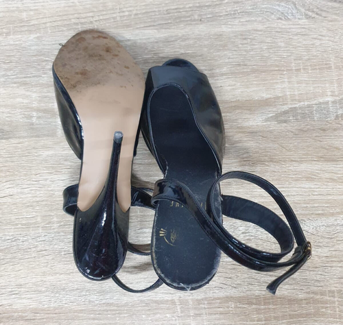 Imagine Women's Black Peep Toe Ankle Strap Tango Shoes UK 8 - Picture 6 of 7