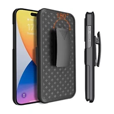 For iPhone 15 14 13 Pro Max Slim Built-in Hidden Kickstand Case with Belt Clip