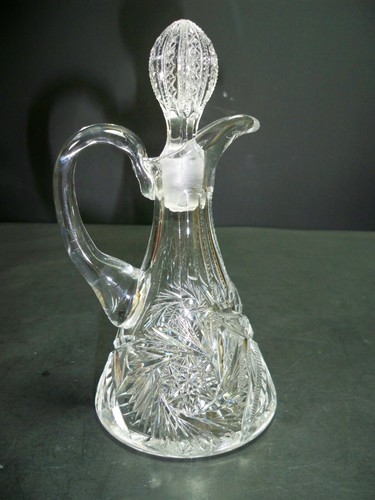 Cut Glass Cruet Whirling Star American Brilliant Period Crystal Vintage Antique - Picture 11 of 11