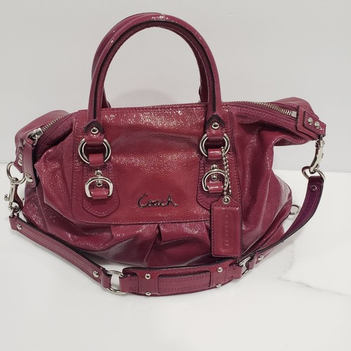 Coach Ashley Patent Leather Satchel Top Handles Shoulder Strap F15455 Merlot