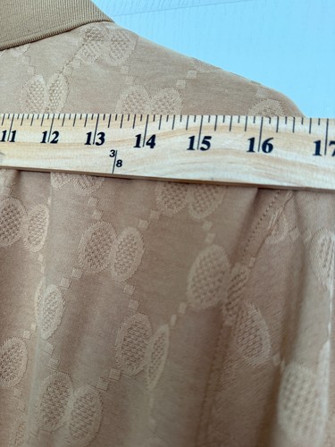 American Breed Polo Shirt Khaki luxury Pattern Cotton Stretch/Run Smaller Size L - Picture 5 of 7