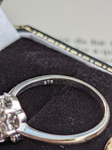 Vintage 90s 9ct White Gold CZ Cluster Bouquet Ring Flower Band 12 Stone Size N - Picture 14 of 17