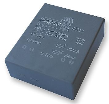 Trafo, 10VA, 115-230V, 2 x 6V, Leiterplattenmontage Transformatoren, Stck.1 | 45031