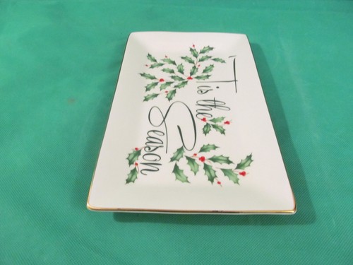 Lenox Holiday Rectangular Sentiment Tray 11" Porcelain " TIS THE SEASON " - Picture 7 of 10