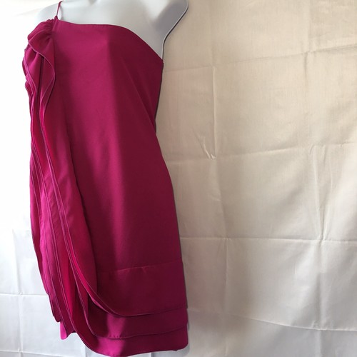 Miss Me Womens M One Shoulder Ruffle Trim Fuchsia Dress - Picture 2 of 6