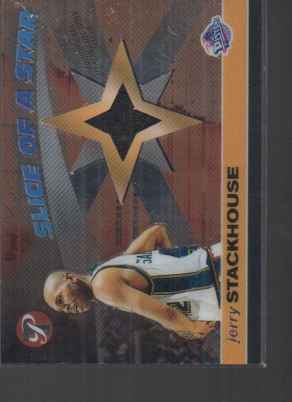 JERRY STACKHOUSE 2001-02 TOPPS PRISTINE SLICE OF A STAR WARM-UP CARD #S-JDS