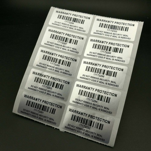 1000 Warranty Void BAR-CODE Hologram Security Label Stickers Tamper Evident Seal - Zdjęcie 2 z 5
