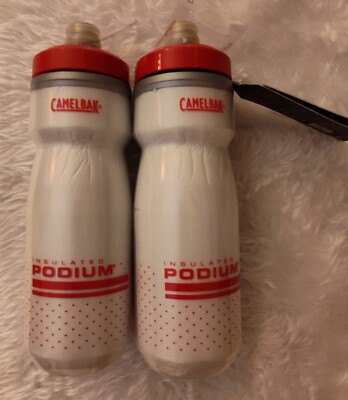 2 Pack CamelBak Podium Chill 21oz Fiery Red/White Water Bottles  NEW