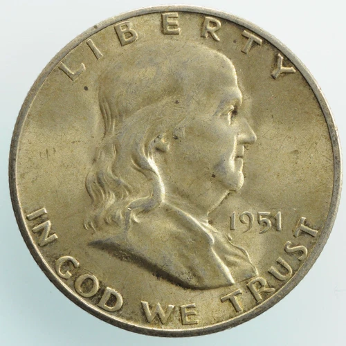 1951-S Franklin Half Dollar in AU borderline MS condition.