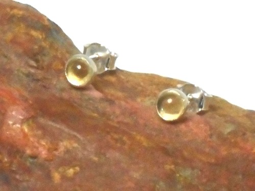 Pendientes de piedras preciosas CITRIN plata esterlina 925 / TACHUELAS - 5 mm - Imagen 2 de 4