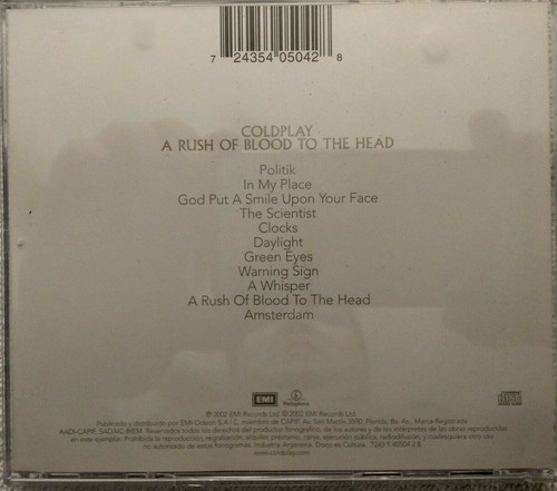 Coldplay -  A Rush of Blood to the Head EMI 2002 CD (Used) - Picture 2 of 3