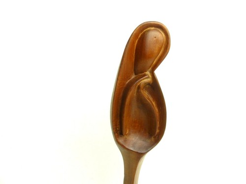 Vintage Hand Caved Wood Statue Signed Francois Woman Madonna 13 1/2"H x 4"W Art - Picture 2 of 8