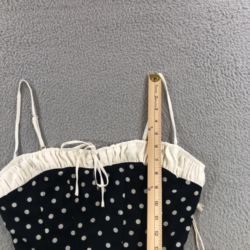 west of melrose Tank Top Women’s M Black Polka Dots Zipper Stretch - Picture 4 of 12
