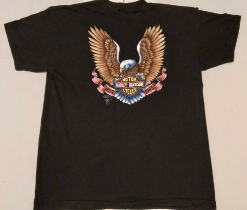 3D EMBLEM Harley-Davidson XL T-shirt Eagle Crater Lake OREGON Biker Tee VTG 1987 - Picture 2 of 9