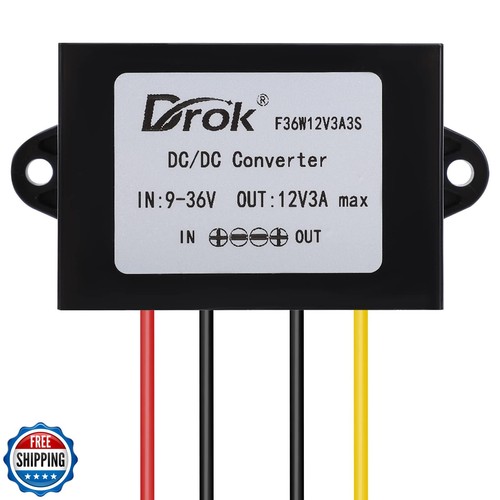 DROK Boost Buck Converter 9V-36V to 12V 3A 36W Plastic Shell Waterproof Auto - Picture 2 of 5