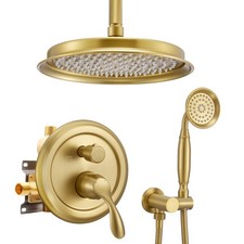 DASAN Brushed Gold Rain Shower System Complete Antique