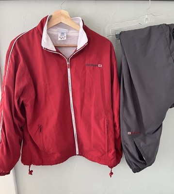 90 s Vtg Reebok Tracksuit Men s Sz M Red Gray Windbreaker Y2K Baggy Union Jack