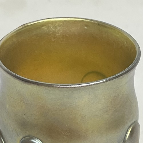 Antique LCT Tiffany "Lily Pads" Gold Favrile Glass Vase Toothpick Holder #1 - Picture 2 of 21