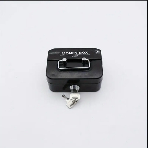 Small Lock Box Metal Cash Box Mini Safe Lock Box Money Bank Metal Coin - Picture 3 of 5