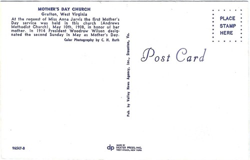 Vintage West Virginia Chrome Postcard Grafton Mother's Day Church Andrews - Picture 2 of 2