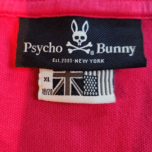 Psycho Bunny Kids Polo Shirt XL 12 Pink Short Sleeve Skull Cotton - Picture 4 of 6