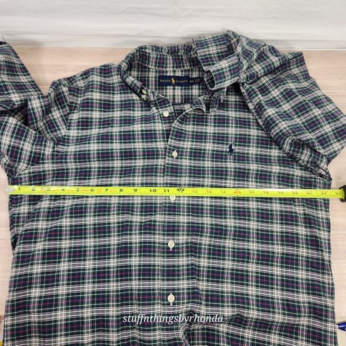 Ralph Lauren Shirt Mens Med Green Blue Plaid Classic Fit Button Down Pony Logo - Picture 6 of 9