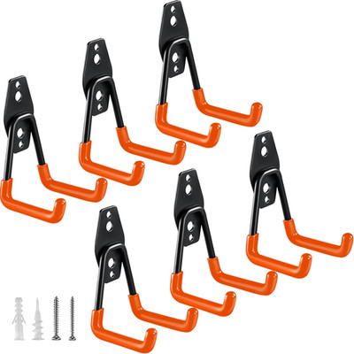 6 Pcs Ganchos Garage Pesados 2.8 Pulg U Forma Pared Herramientas Almacenaje