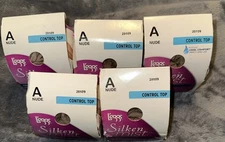 Leggs Pantyhose Silken Mist Silky Sheer Leg Sz A Small Control Top Nude Lot Of 5