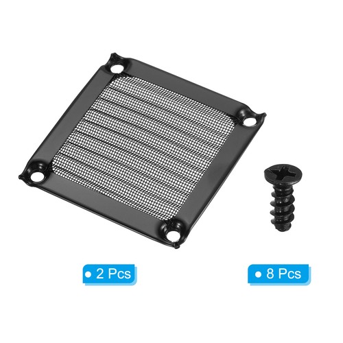 2Pcs 60mm Fan Filter Grills w Screw Aluminum Frame Stainless Steel Mesh Black - Afbeelding 3 van 6