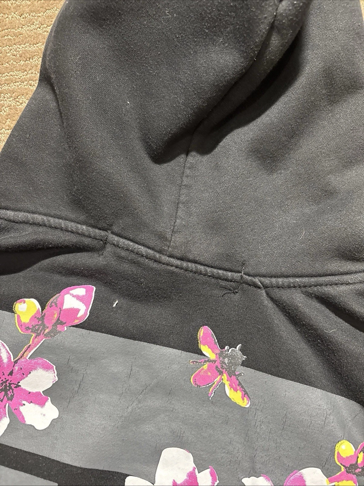 Felpa con cappuccio 2013 Main Label Off White nera Global Warming Blossom Virgil Abloh taglia M