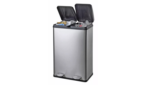 Habitat 55L 2-Compartment Steel Recycling Bin Pedal Operated Bin Lid Glued Hinge - Picture 4 of 5