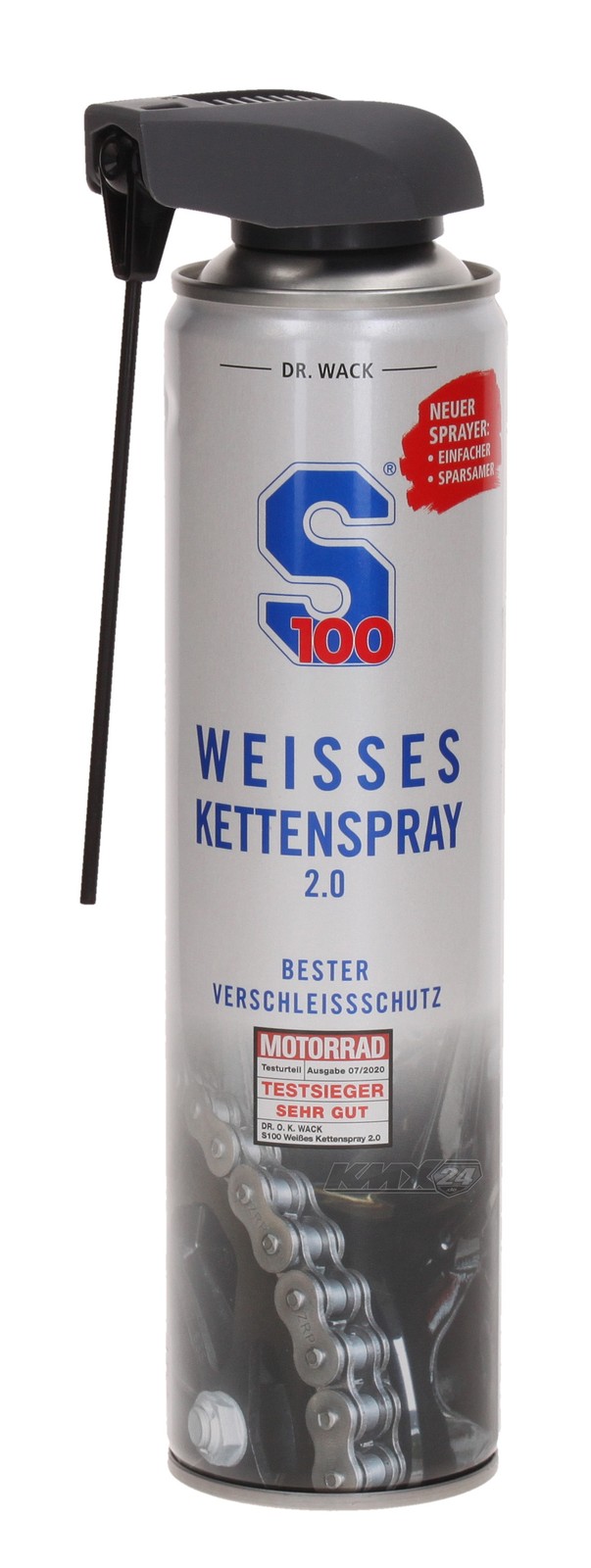 S100 White Chain Spray 2.0 Chain Lubricant 400ml Spray Bottle