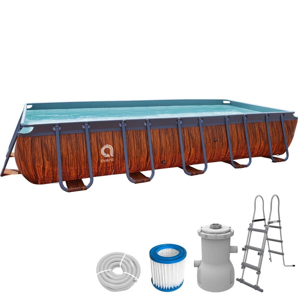 Pool Gartenpool Aufstellpool Komplettset Schwimmbecken braun Pumpe 400x200x100cm - Bild 2 von 4