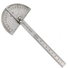 Metal Protractor Angle Finder Rotary Ruler Gauge Machinist Tool Silver 