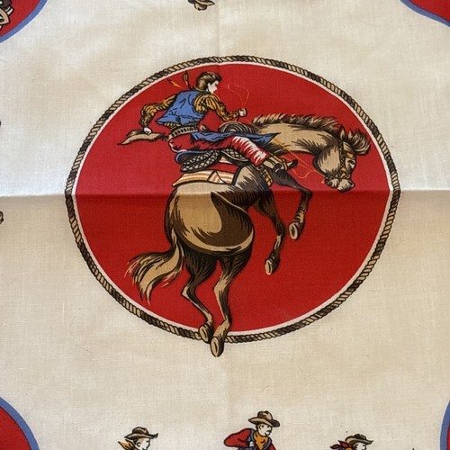 Vintage Western Cowboy Cotton Blend 22” Handkerchief Bandana Rodeo Horse USA - Picture 2 of 8