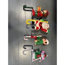 Lot Of 4 Hard Plastic Assorted Christmas Shelf Sitter 6" Vintage Hong Kong