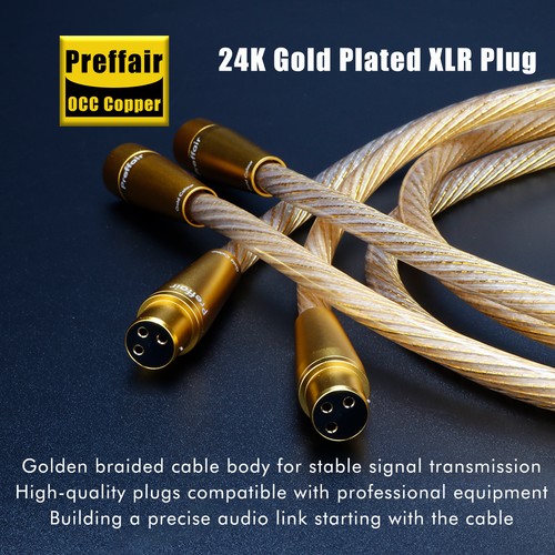 Preffair OCC XLR Cable 15μm Silver 8Core Gold Plate Balanced Audio Pro Studio - Picture 5 of 12