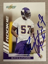 2007 Score Rufus Alexander Signed Autographed Rookie Card Minnesota Vikings. rookie card picture