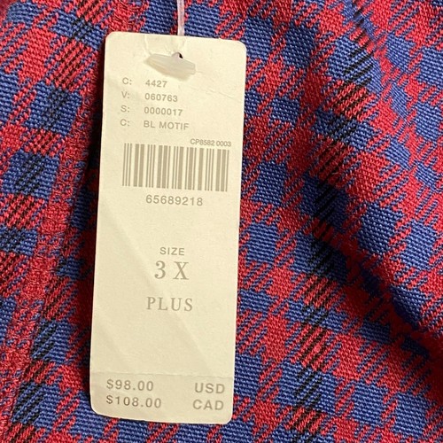 Maeve Anthropologie Womens Red Blue Plaid High Rise Margot Kick Flare Pants 3X - Picture 11 of 12