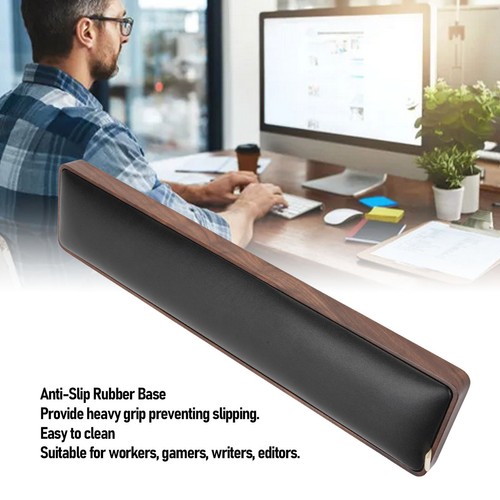 Walnut Keyboard Wrist Rest With Memory Foam Anti Slip Rubber Base Ergonomic KIT - Afbeelding 12 van 22