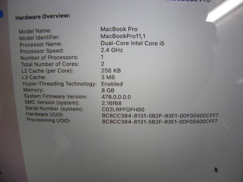 APPLE MACBOOK PRO A1502 Late 2013 13" Retina i5 2.4GHz 250GB SSD 8GB RAM #T3D - Afbeelding 6 van 18
