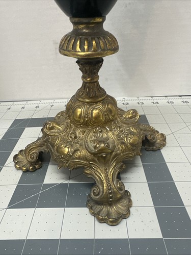 Pair Of Ewer Urn Candle Holder Brass Handle Base Ornate 17.5”h Antique Vintage - Picture 3 of 22