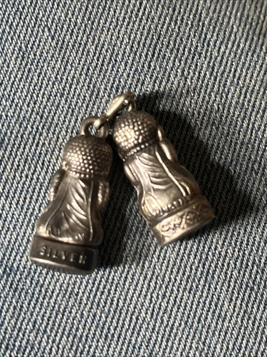 Antik Art Deco Vintage Sterlingsilber aufgeblähte Khashani Figur Anhänger Charm X 3 - Bild 6 von 7