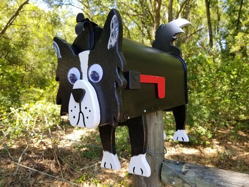 NUEVO Buzón Border Collie Madera Negro Perro Postal - Imagen 4 de 12