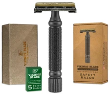 Double Edge Safety Razor for Men + 5 Swedish Steel Blades + Luxury Case. Smooth,